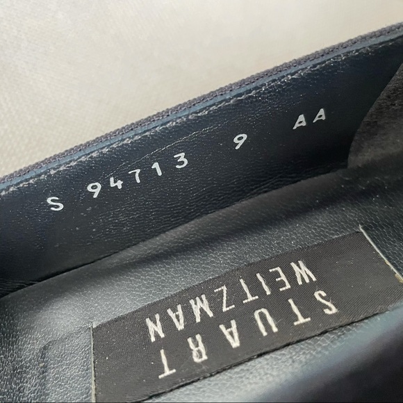 Stuart Weitzman Women's Vintage Style Ribbed Navy Blue Heels Size 9 AA - Picture 9 of 10